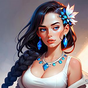 Portrait of Woman with Braided Hair and Flower