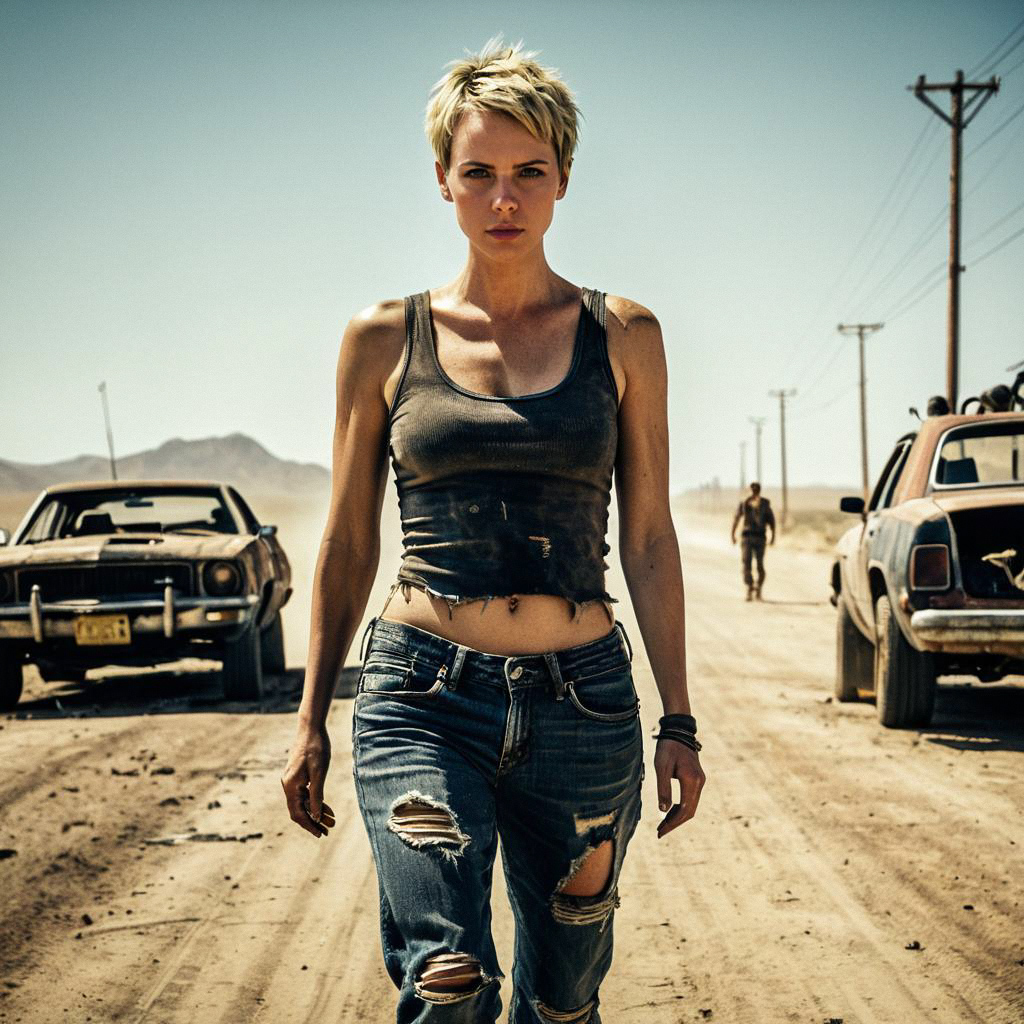 Confident Woman on Desert Road Confident Woman on Desert Road