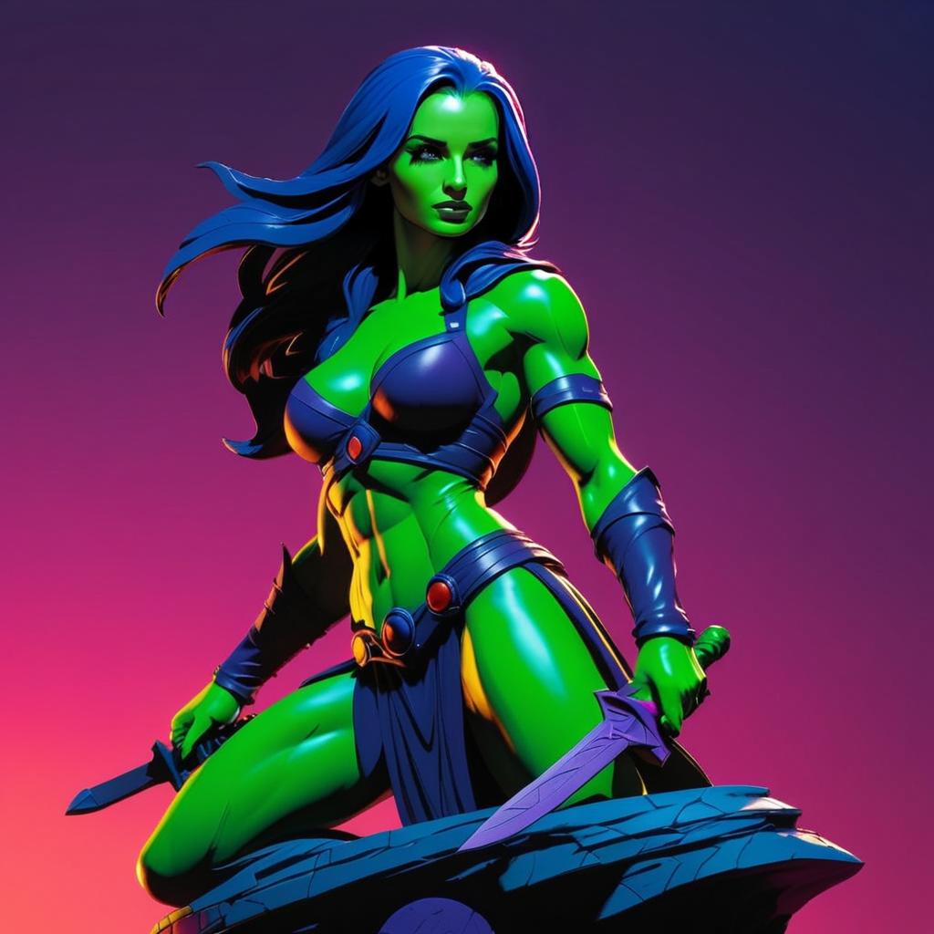 Vibrant Green-Skinned Character Illustration Vibrant Green-Skinned Character Illustration