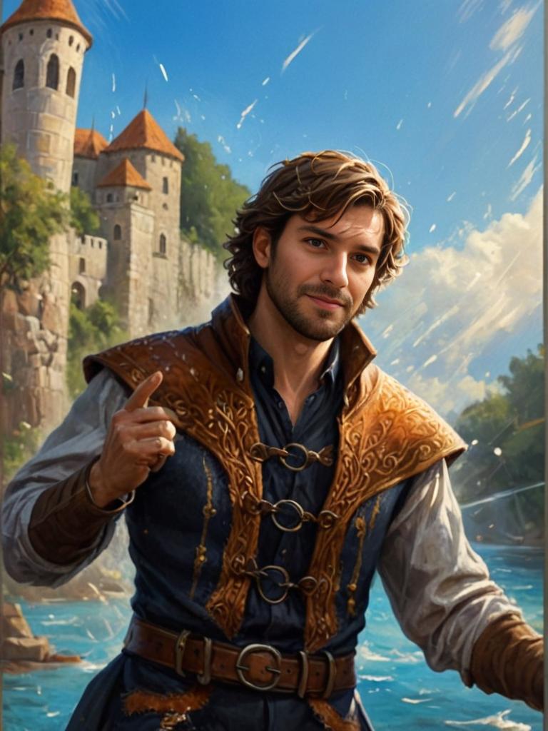 Whimsical Man in Fantasy Setting