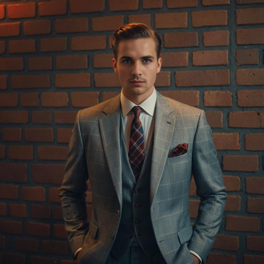 Stylish man in vintage checkered suit