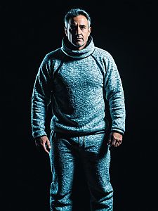 Man Wearing Thermal Underclothes Suit Photorealistic Studio Portrait