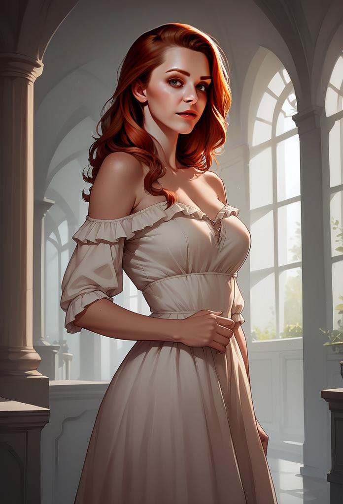 Woman with Red Hair in Vintage Dress Woman with Red Hair in Vintage Dress