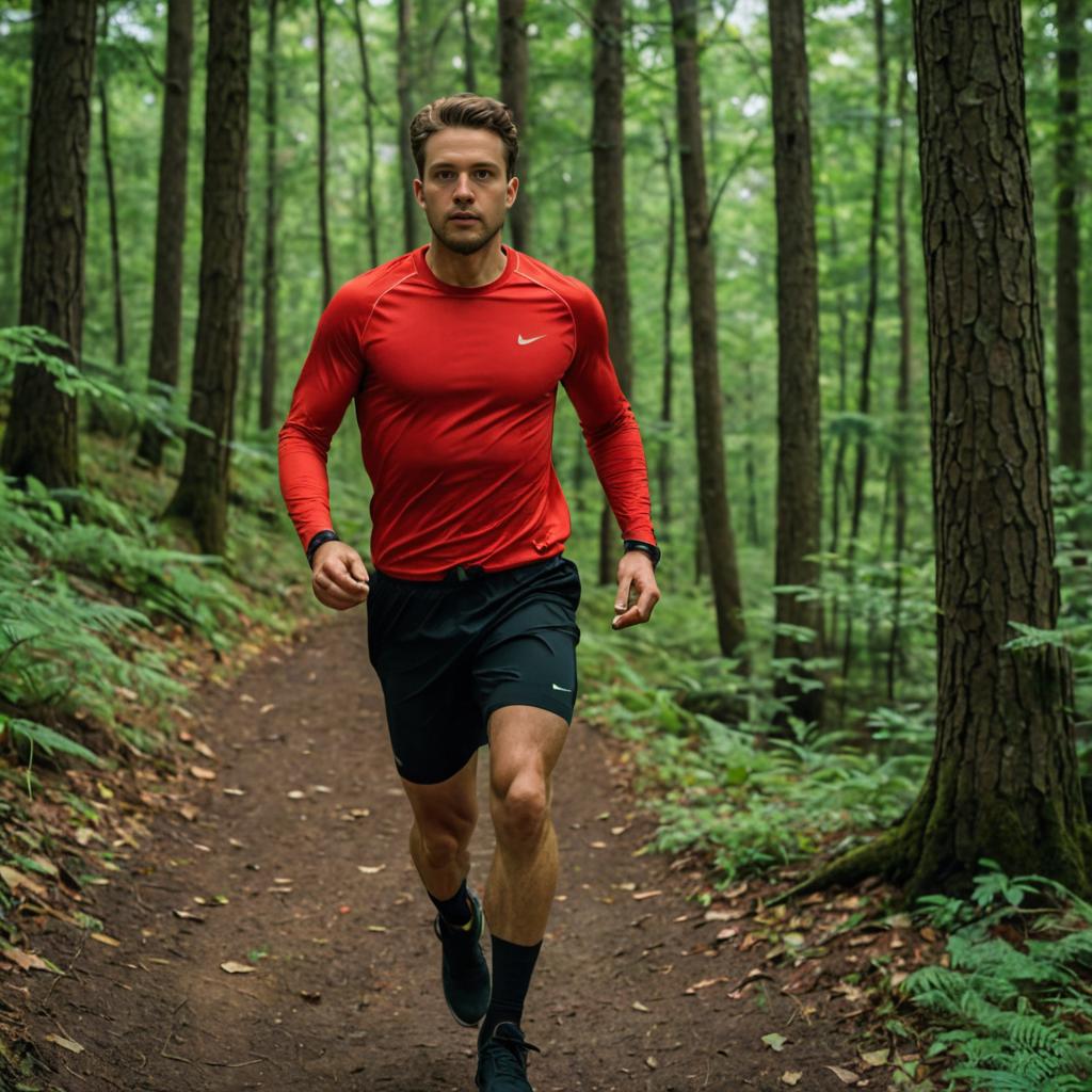 Man Jogging in Serene Forest