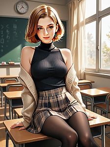 Stylish Young Woman in Modern Classroom