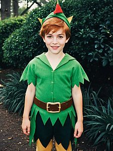 Disney Peter Pan Costume for Boy Featuring Classic Green Tunic and Feathered Hat