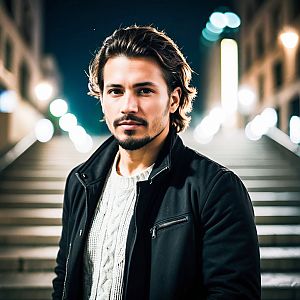 Stylish Young Man in Urban Night Setting