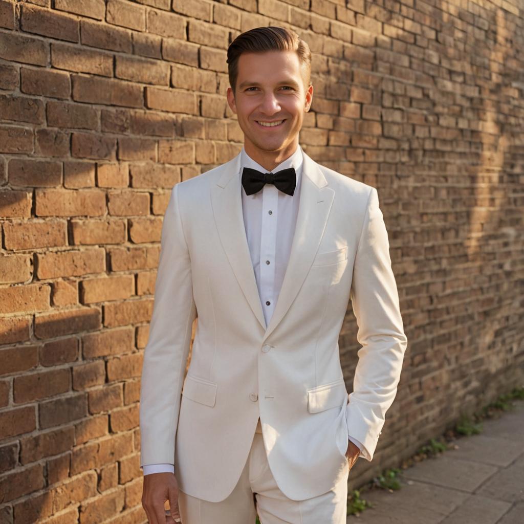 Stylish Man in Artistic White Tuxedo