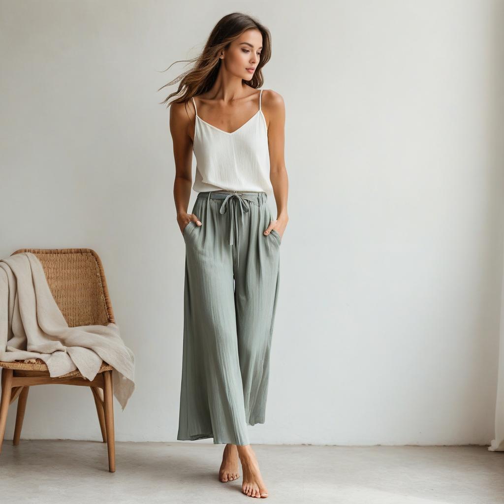 Woman in Minimalist Room with Casual Style