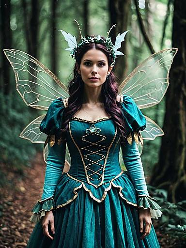 Woman in Enchanted Fairy Costume Photorealistic Fantasy Cosplay