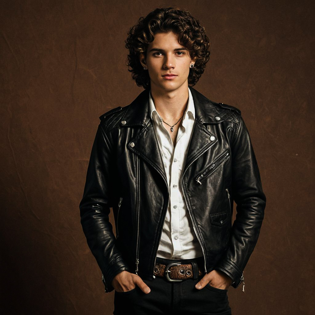 Confident Young Man in Leather Jacket