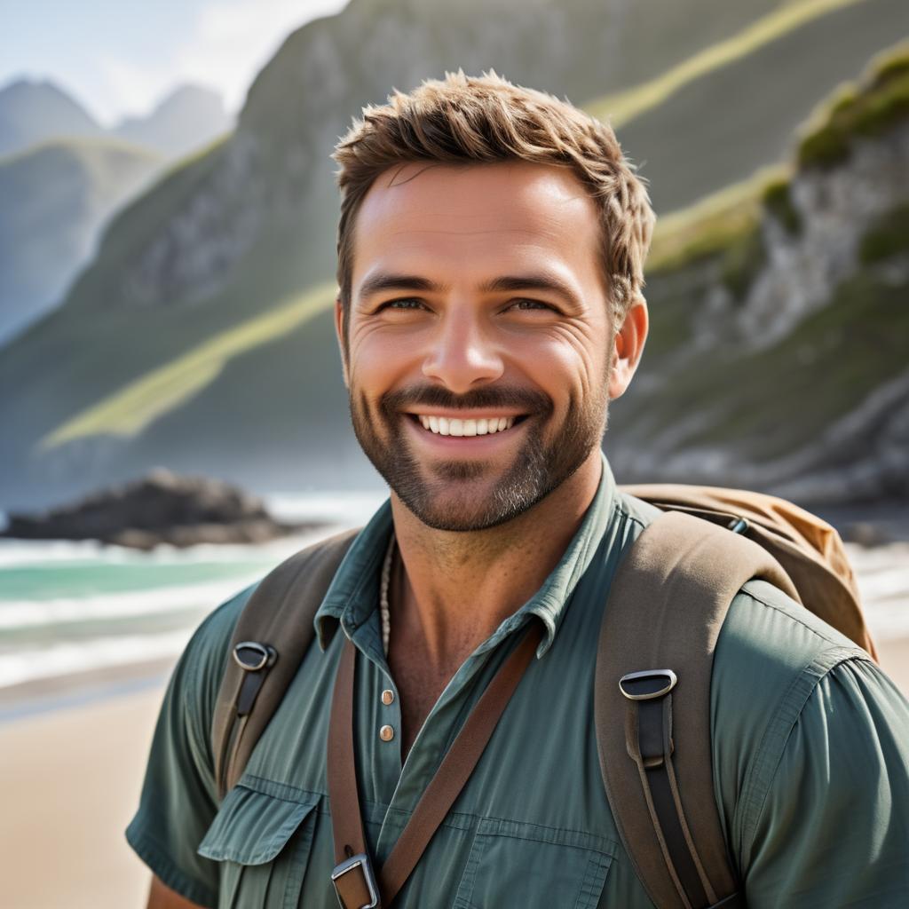 Smiling Man in Rugged Outdoor Setting