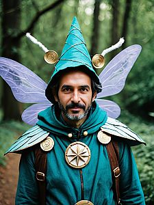 Whimsical Man in Fairy Costume Photorealistic Cosplay Portrait