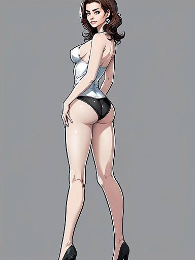 Stylish Woman in White Corset and Black Underwear Illustration