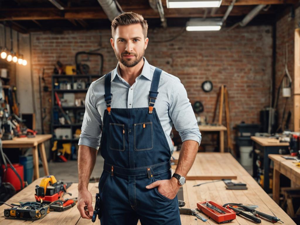 Confident Electrician in Workshop