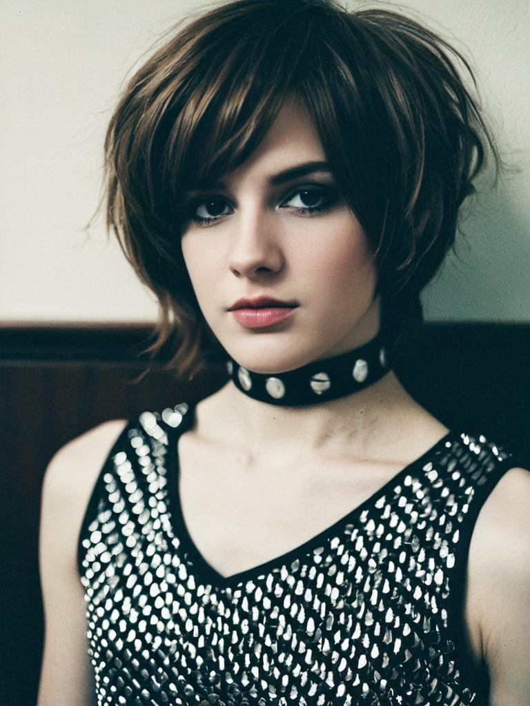 Man in Femboy Costume with Studded Choker and Sleeveless Top
