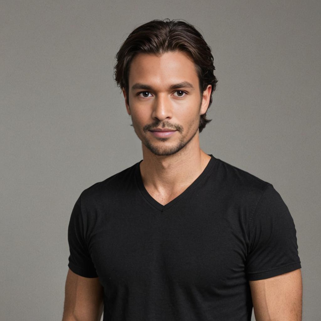 Stylish Man in Black V-Neck Shirt