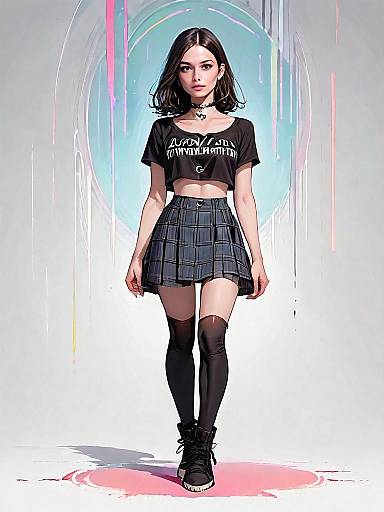 Realistic Comic Style Full Body Portrait of Woman in Casual Outfit