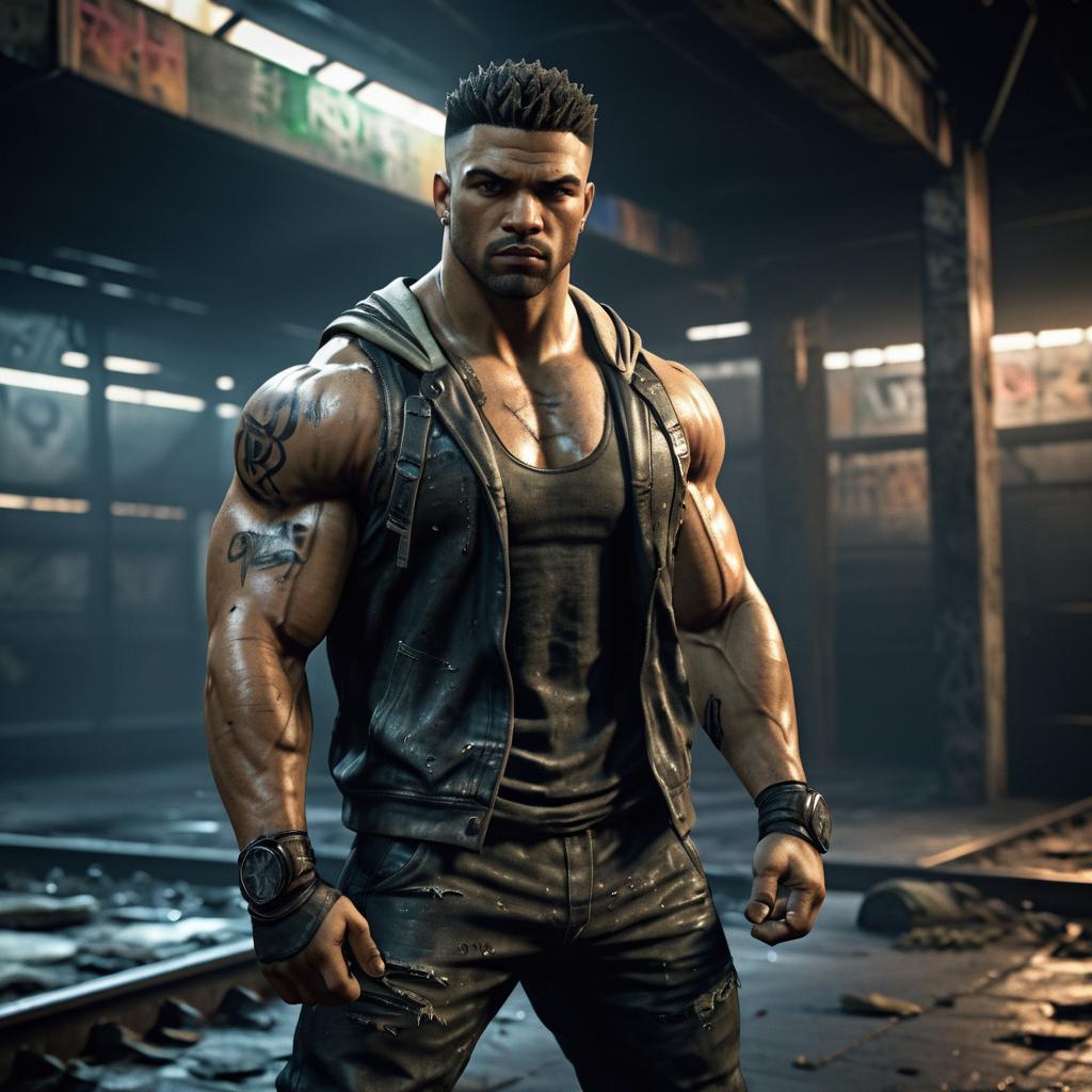 Muscular Man in Abandoned Warehouse