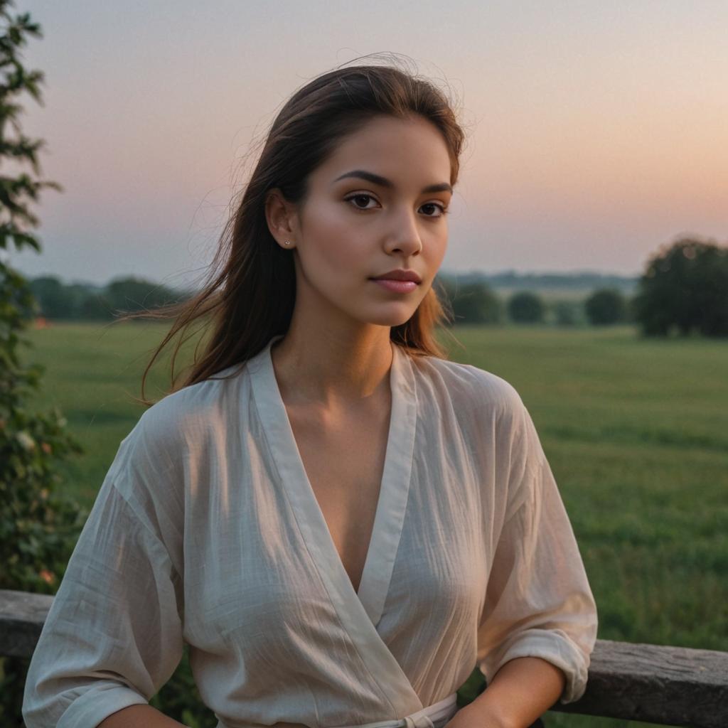 Serene Woman at Sunset