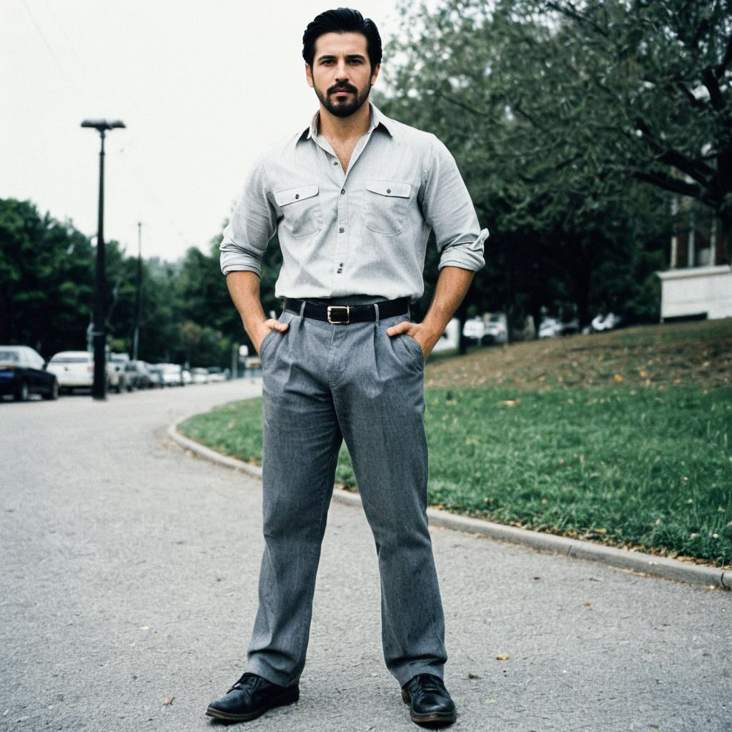 Confident Man Outdoors in Casual Outfit