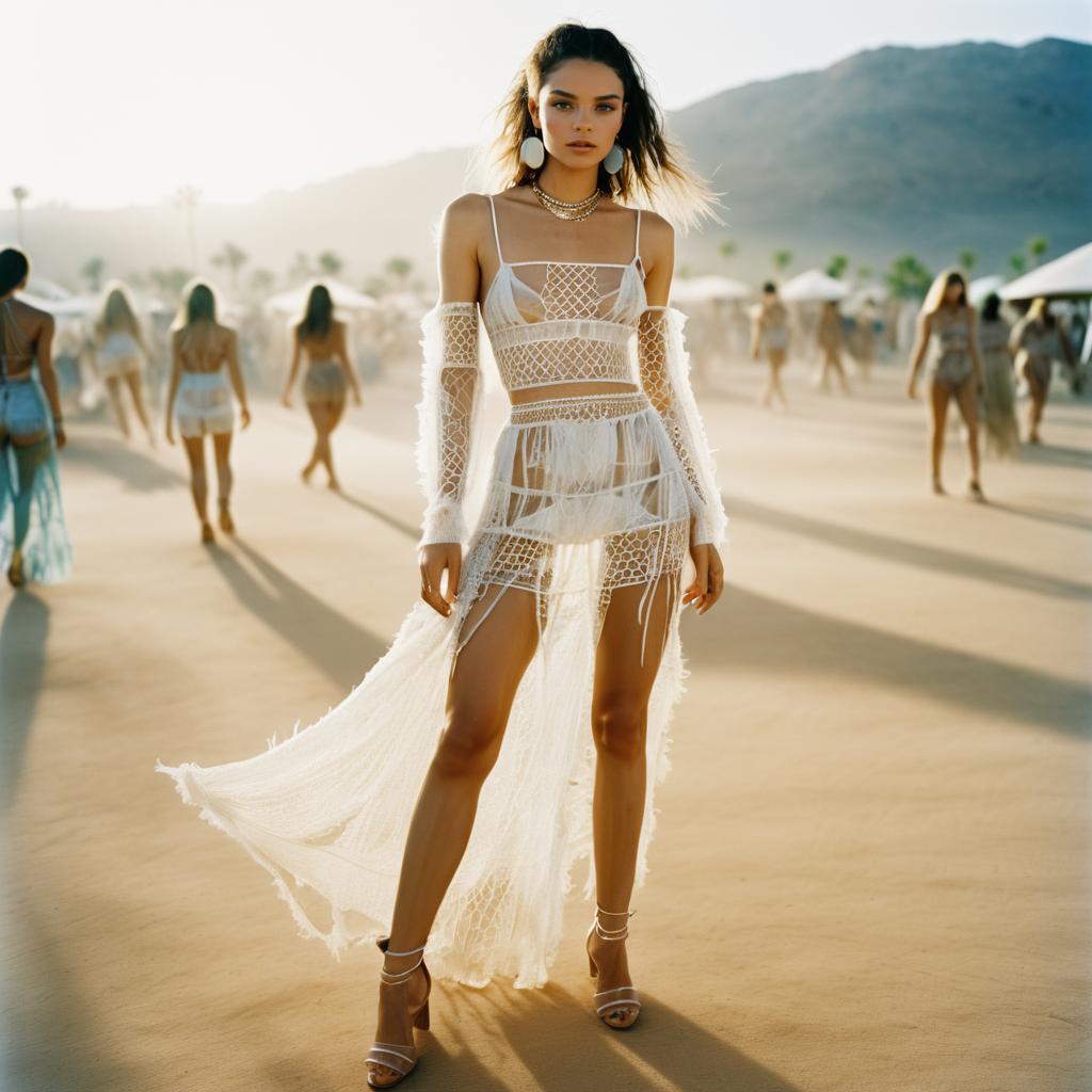 Vibrant Woman in Boho-Chic Outfit at Festival