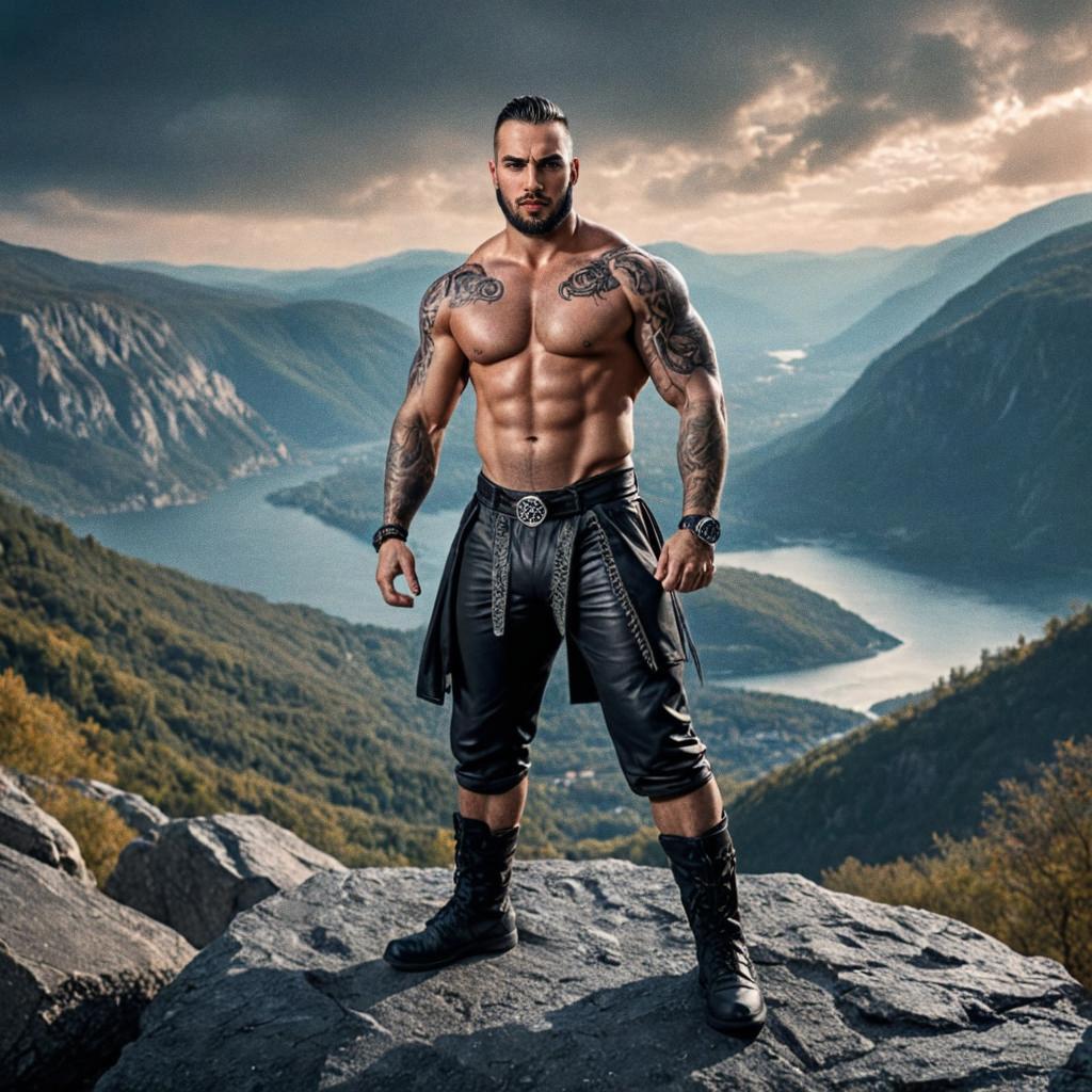 Confident Male Figure in Epic Mountain Setting