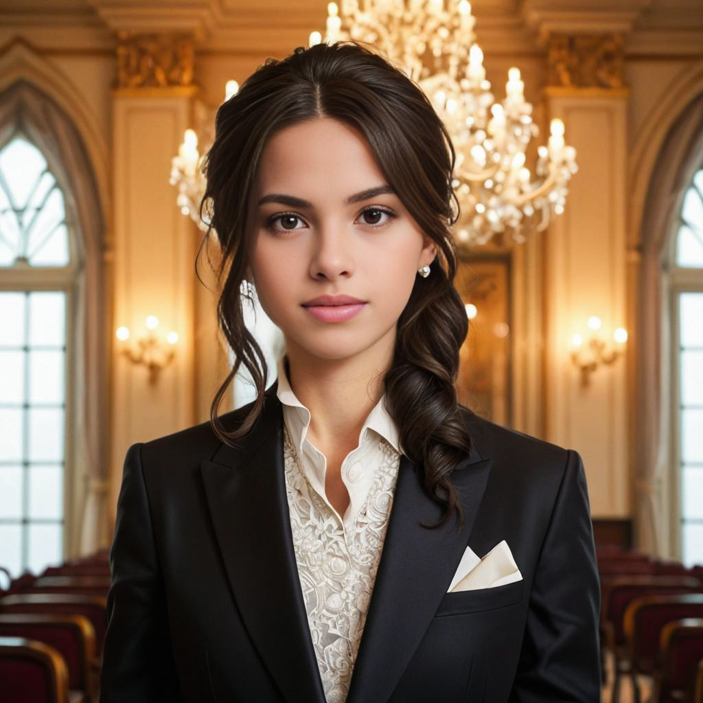 Confident Woman in Black Blazer in Elegant Room Confident Woman in Black Blazer in Elegant Room