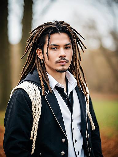 Young Man with Dreadlocks in Stylish Outdoor Portrait