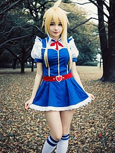 Sexy Cosplay Woman Wearing Lucy Heartfilia Costume Realistic