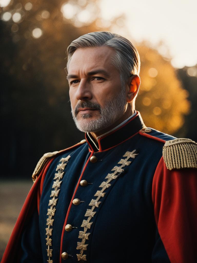 Man in Grand Military Costume with Cinematic Realism Portrait