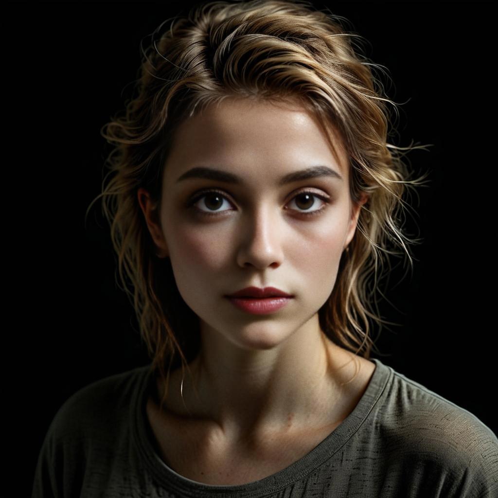 Close-Up of a Young Woman with Wavy Hair