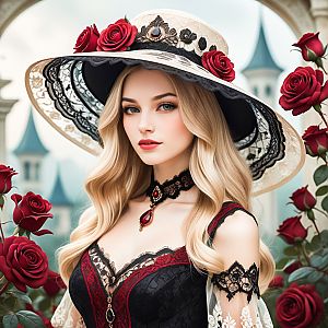 Elegant Victorian Woman in Roses