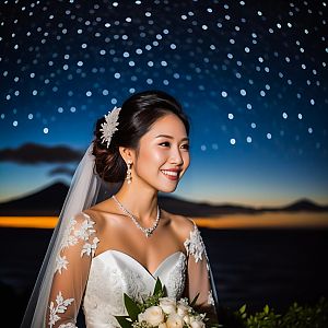 Radiant Bride Outdoors at Dusk