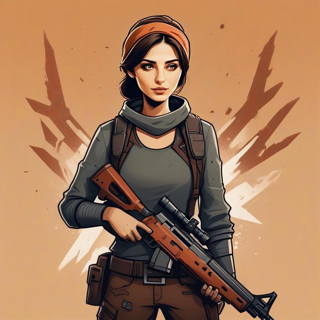 Confident Woman in Tactical Gear with Sniper Rifle