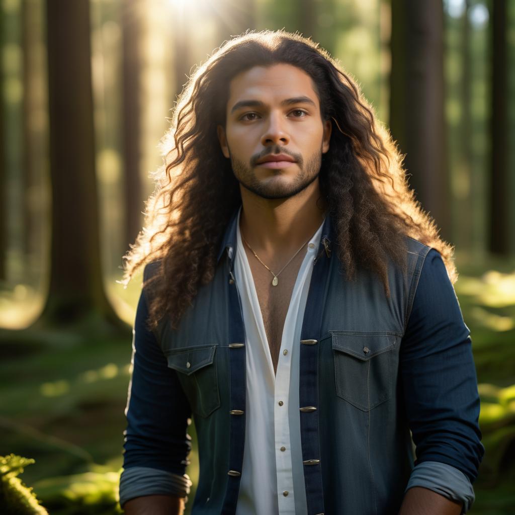 Portrait of a Man in Serene Forest