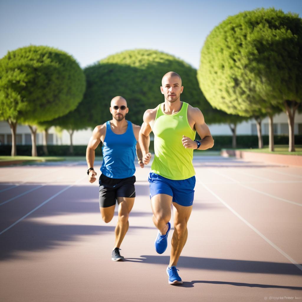 Male Runners Competing on Track