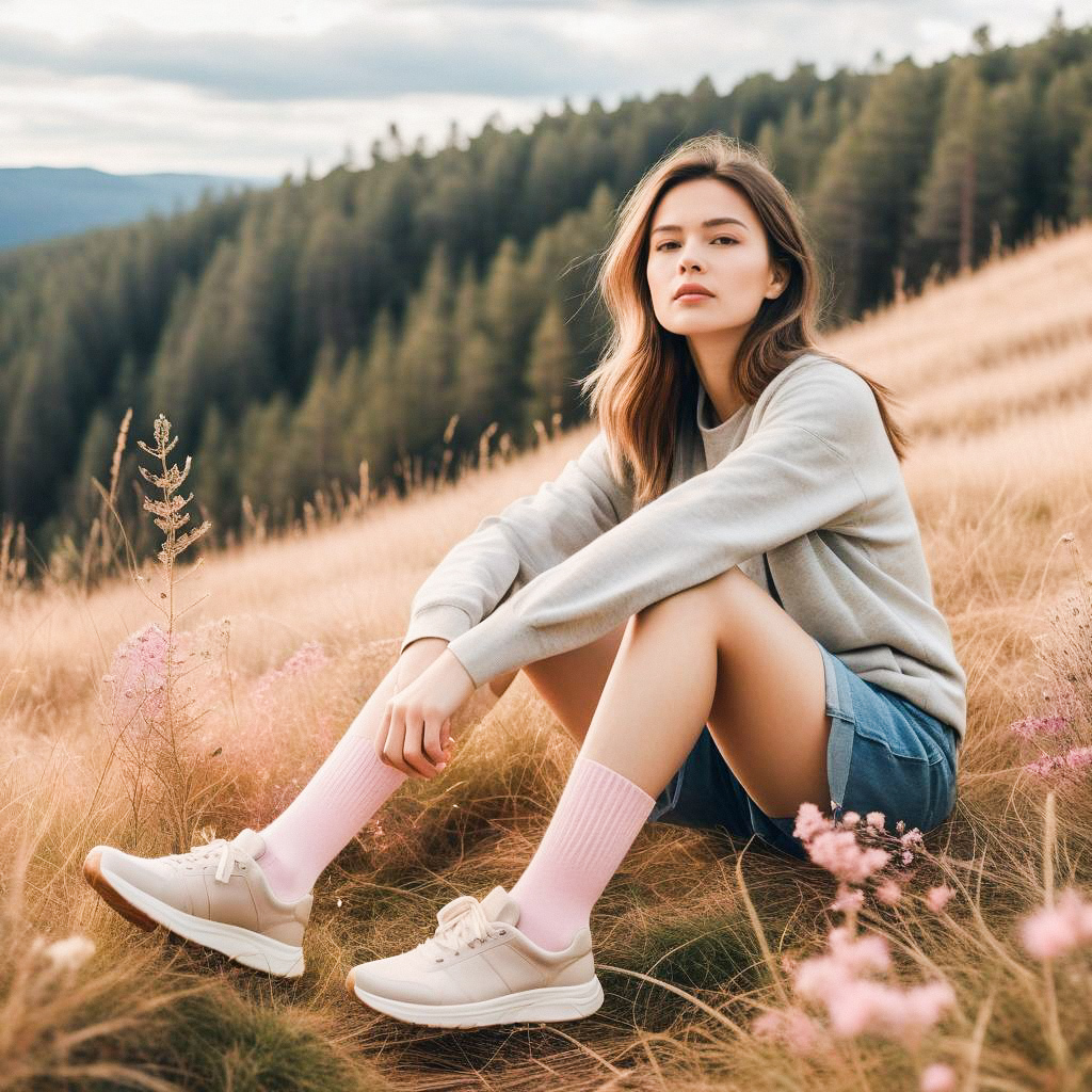 Thoughtful Woman in Meadow with Wildflowers