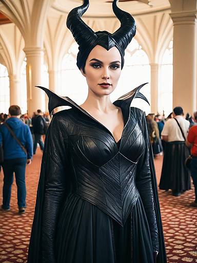 Woman in Detailed Maleficent Costume at Fantasy Convention