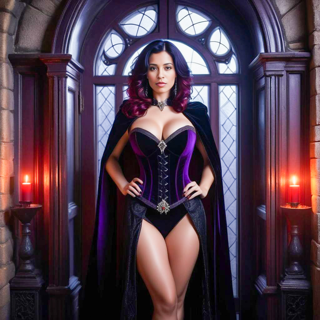 Glamorous Fantasy Woman in Castle Interior