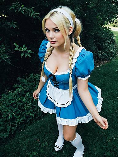 Alice Zuberg Cosplay in Blue Dress Outdoors