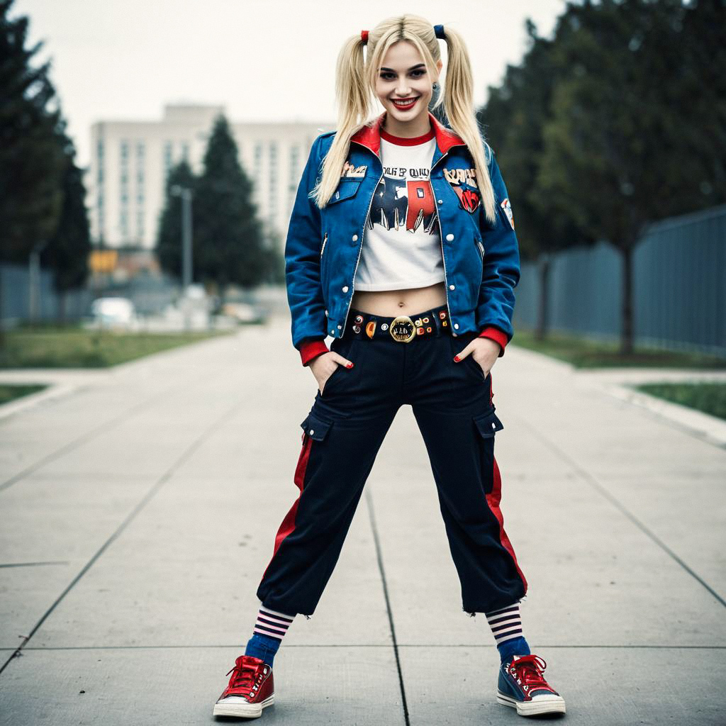 Confident young woman in sporty urban style