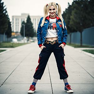 Confident young woman in sporty urban style