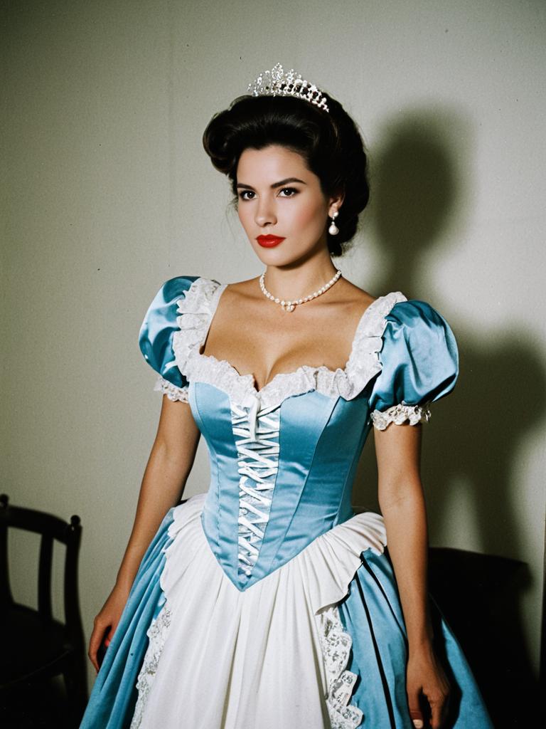 Woman in Miss Elizabeth Costume Photorealistic Romantic Editorial