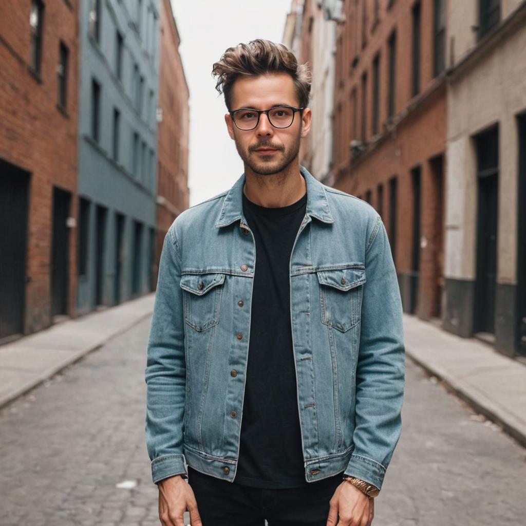 Stylish Young Man in Denim Jacket