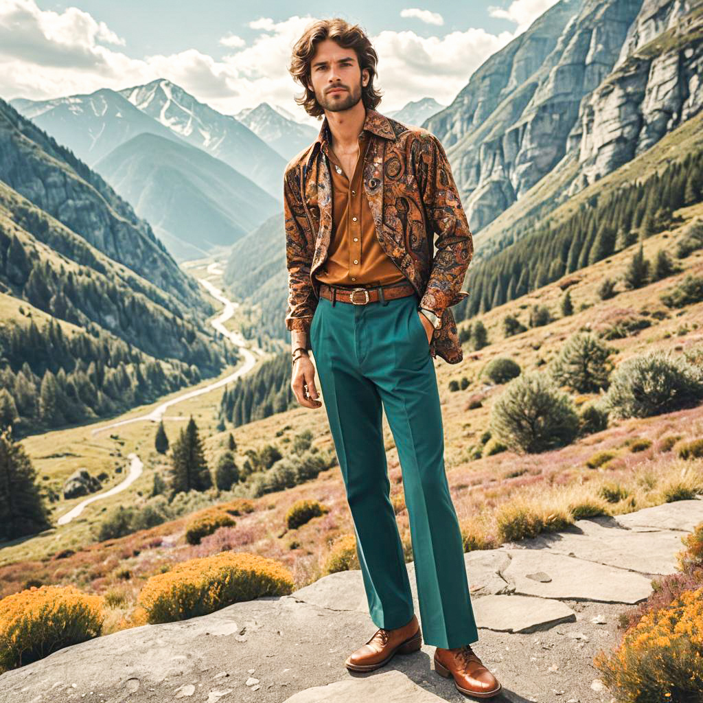 Stylish Young Man in Mountain Landscape