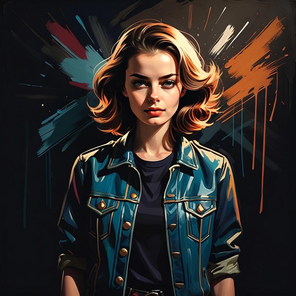 Confident Young Woman in Denim Jacket Confident Young Woman in Denim Jacket