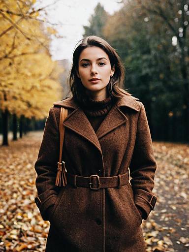 Woman in Brown Aesthetic Outfit Candid Outdoor Portrait in Autumn