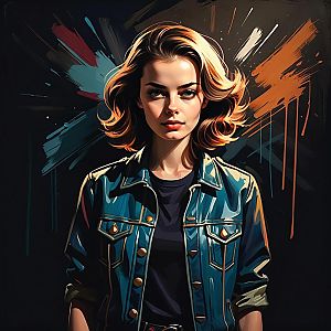 Confident Young Woman in Denim Jacket