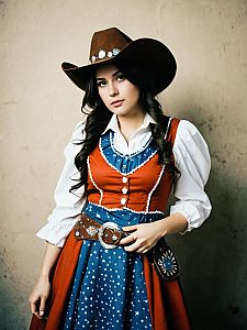 Woman in Cowgirl Fancy Dress Costume Professional Cosplay Photography